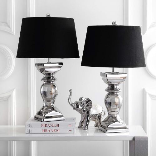  Safavieh Lighting Collection Helen Silver Baluster 28-inch Table Lamp (Set of 2)