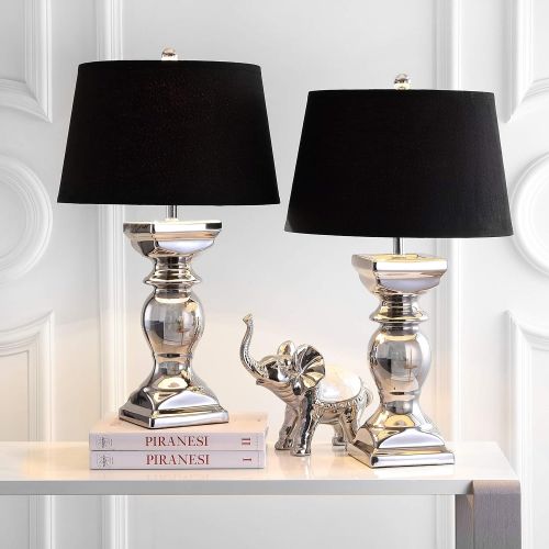  Safavieh Lighting Collection Helen Silver Baluster 28-inch Table Lamp (Set of 2)