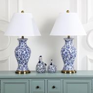 Safavieh Lighting Collection Beijing Floral Urn Blue and White 29-inch Table Lamp (Set of 2)