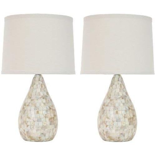  Safavieh Lighting Collection Lauralie Cream Capiz Shell 20.5-inch Table Lamp (Set of 2)
