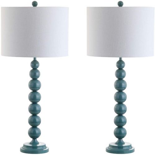  Safavieh Lighting Collection Jenna Marine Blue Stacked Ball 31-inch Table Lamp (Set of 2)