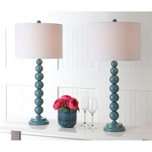  Safavieh Lighting Collection Jenna Marine Blue Stacked Ball 31-inch Table Lamp (Set of 2)