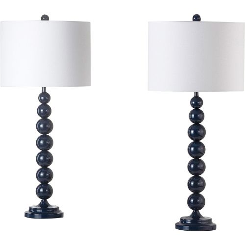  Safavieh Lighting Collection Jenna Marine Blue Stacked Ball 31-inch Table Lamp (Set of 2)