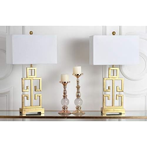  Safavieh Lighting Collection Greek Key Antique Gold 28.75-inch Table Lamp (Set of 2)