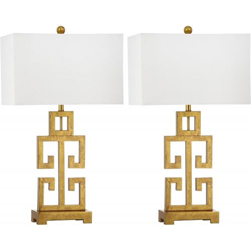  Safavieh Lighting Collection Greek Key Antique Gold 28.75-inch Table Lamp (Set of 2)