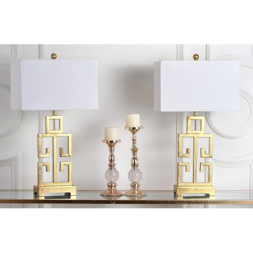  Safavieh Lighting Collection Greek Key Antique Gold 28.75-inch Table Lamp (Set of 2)