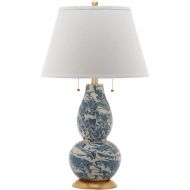 Safavieh Lighting Collection Light Blue and White Color Swirls Glass 28-inch Table Lamp