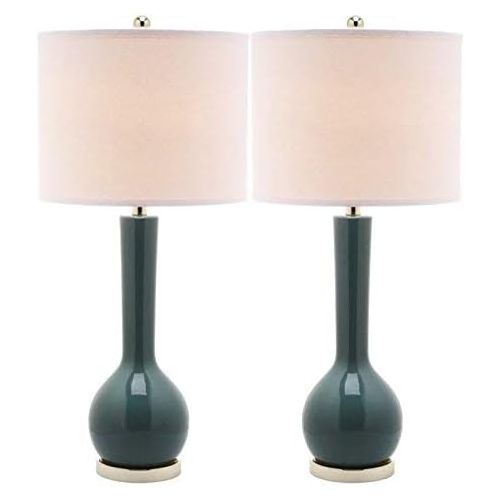  Safavieh Lighting Collection Mae Long Neck White Ceramic 30.5-inch Table Lamp (Set of 2)