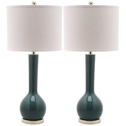  Safavieh Lighting Collection Mae Long Neck White Ceramic 30.5-inch Table Lamp (Set of 2)