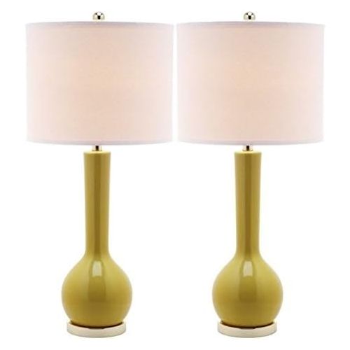  Safavieh Lighting Collection Mae Long Neck White Ceramic 30.5-inch Table Lamp (Set of 2)