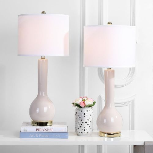  Safavieh Lighting Collection Mae Long Neck White Ceramic 30.5-inch Table Lamp (Set of 2)