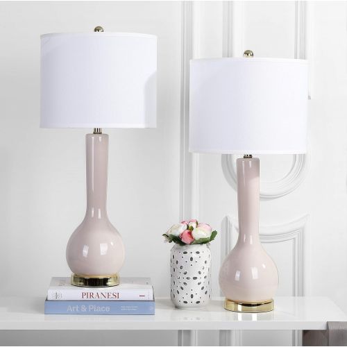  Safavieh Lighting Collection Mae Long Neck White Ceramic 30.5-inch Table Lamp (Set of 2)