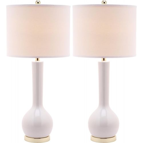  Safavieh Lighting Collection Mae Long Neck White Ceramic 30.5-inch Table Lamp (Set of 2)