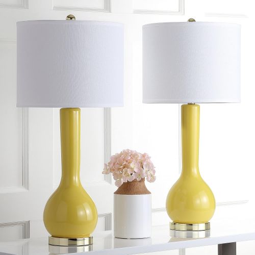  Safavieh Lighting Collection Mae Long Neck White Ceramic 30.5-inch Table Lamp (Set of 2)