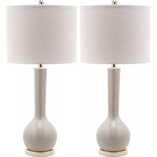  Safavieh Lighting Collection Mae Long Neck White Ceramic 30.5-inch Table Lamp (Set of 2)