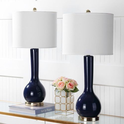  Safavieh Lighting Collection Mae Long Neck White Ceramic 30.5-inch Table Lamp (Set of 2)