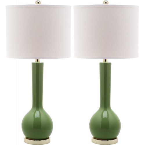  Safavieh Lighting Collection Mae Long Neck White Ceramic 30.5-inch Table Lamp (Set of 2)