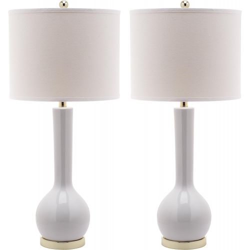  Safavieh Lighting Collection Mae Long Neck White Ceramic 30.5-inch Table Lamp (Set of 2)