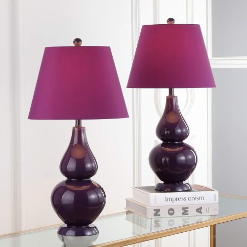  Safavieh Lighting Collection Cybil Navy Double Gourd 26.5-inch Table Lamp (Set of 2)