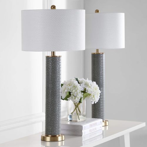  Safavieh Lighting Collection Ollie Grey Faux Alligator 31.5-inch Table Lamp (Set of 2)