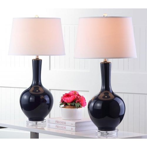  Safavieh Lighting Collection Blanche Gourd Navy 32-inch Table Lamp (Set of 2)