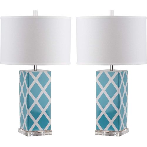  Safavieh Lighting Collection Garden Lattice Navy 27-inch Table Lamp (Set of 2)