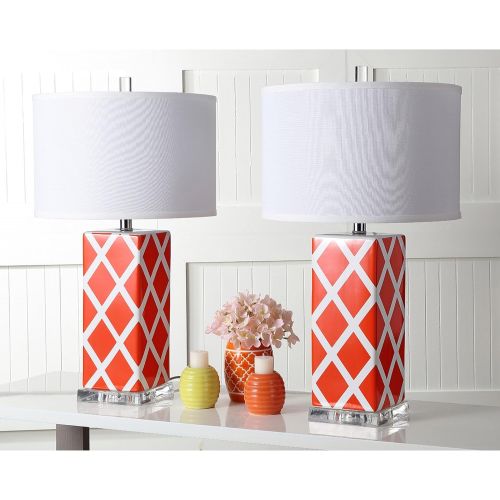  Safavieh Lighting Collection Garden Lattice Navy 27-inch Table Lamp (Set of 2)