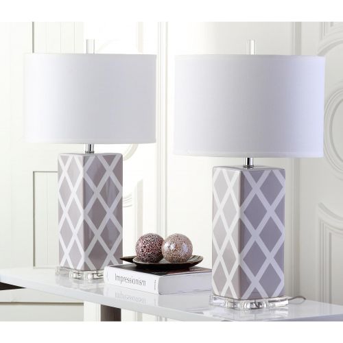  Safavieh Lighting Collection Garden Lattice Navy 27-inch Table Lamp (Set of 2)