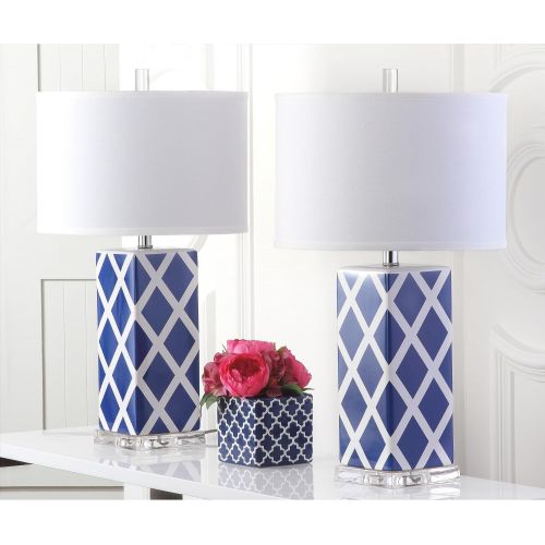  Safavieh Lighting Collection Garden Lattice Navy 27-inch Table Lamp (Set of 2)