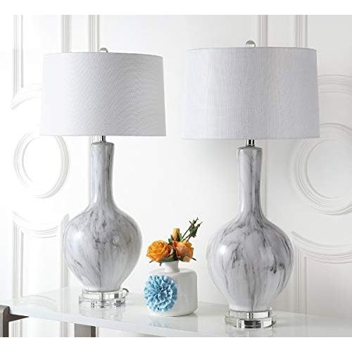  Safavieh TBL4061A-SET2 Lighting Collection Griffith White and Grey Table Lamp
