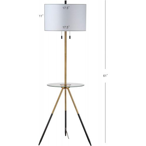  Safavieh FLL4020A Home Collection Morrison Brass Gold and Black Side Table Floor Lamp