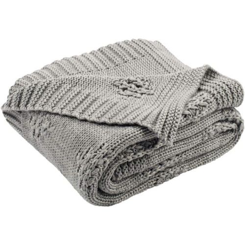  Safavieh Cozy Knit Throw Blanket, Medium Light Grey