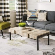 Safavieh COF7005A Home Collection Alexander Canyon Grey and Black Rectangular Contemporary Rustic Coffee Table