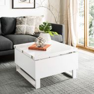 Safavieh FOX2233A Home Collection Tilly Antique Brass Coffee Table, White