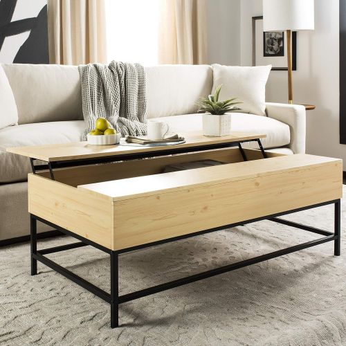  Safavieh FOX2239B Home Collection Astrid Copper Faceted Coffee Table Light Oak/Black
