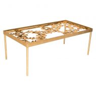 Safavieh Home Collection Otto Antique Gold Ginkgo Leaf Coffee Table