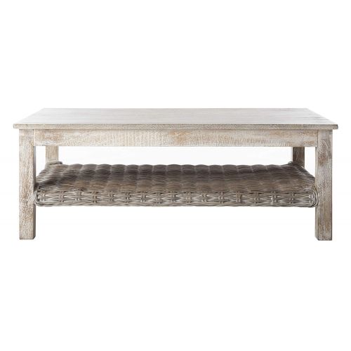  Safavieh Home Collection Minerva White Wash Rattan Coffee Table