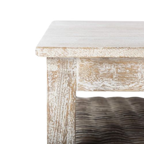  Safavieh Home Collection Minerva White Wash Rattan Coffee Table