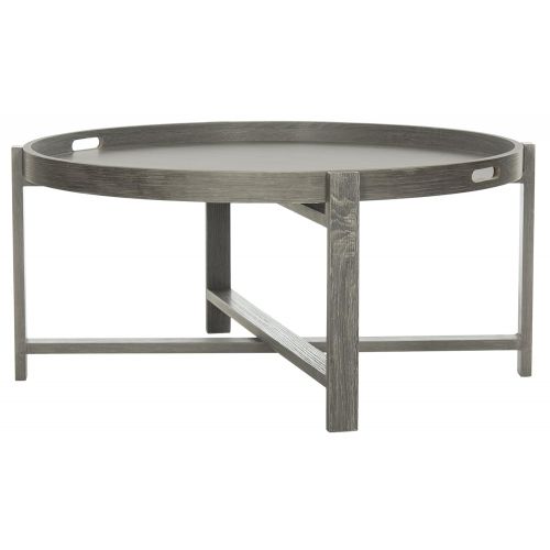  Safavieh FOX4231A Home Collection Cursten Retro Wood Tray Top Coffee Table, Dark Grey