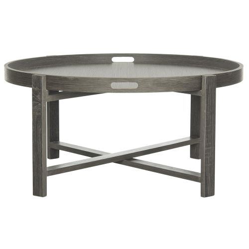  Safavieh FOX4231A Home Collection Cursten Retro Wood Tray Top Coffee Table, Dark Grey