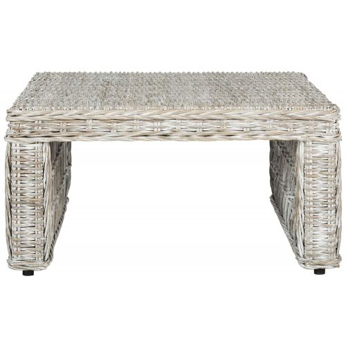  Safavieh Home Collection Hila White Wash Wicker Coffee Table