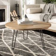 Safavieh COF6501A Home Collection Dale Weathered Oak and Dark Steel Free Edge Coffee Table