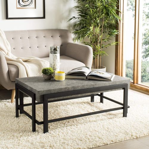  Safavieh Home Collection Oliver Dark Grey and Black Rectangular Contemporary Coffee Table