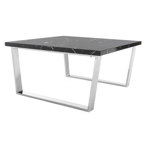  Safavieh COF6201B Home Collection Carmen Black Marble and Chrome Square Coffee Table,
