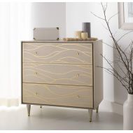Safavieh SFV8101A Couture High Line Collection Broderick White and Antique Gold Wave Chest