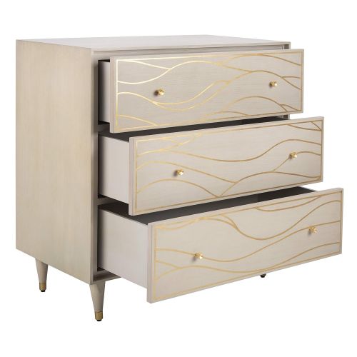  Safavieh SFV8101A Couture High Line Collection Broderick White and Antique Gold Wave Chest