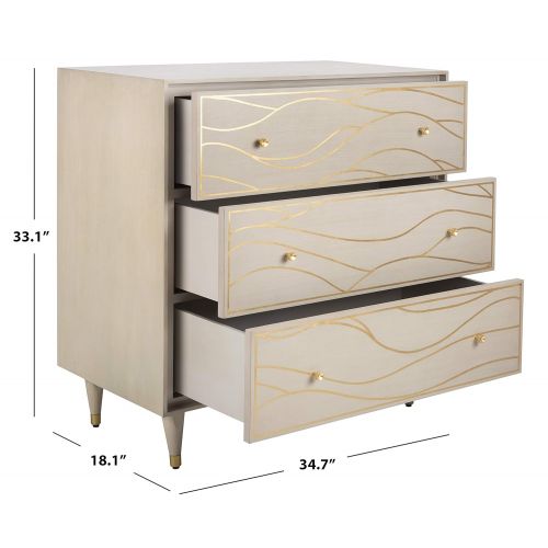  Safavieh SFV8101A Couture High Line Collection Broderick White and Antique Gold Wave Chest