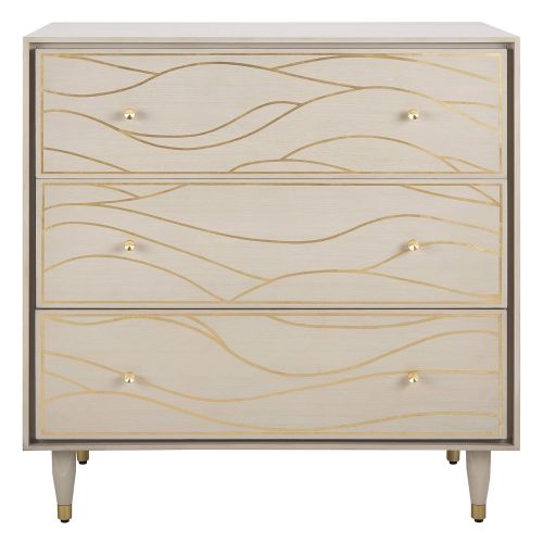  Safavieh SFV8101A Couture High Line Collection Broderick White and Antique Gold Wave Chest