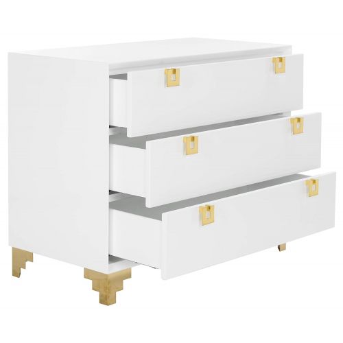  Safavieh SFV3523A Chest, 3 Drawer, White/Gold