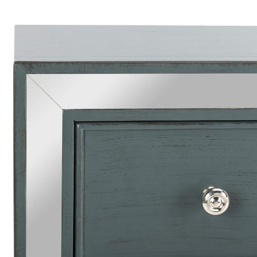  Safavieh CHS6403C Home Collection Silas Steel Teal and Nickel 3 Chest of Drawers Mirror
